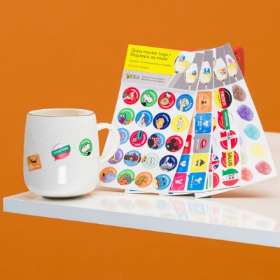 Party sticker markers (tags) for glasses. Multiple use, 20 stickers in 4 different types